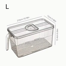Vật liệu thú cưng Hộp bảo quản thực phẩm tủ lạnh kín có tay cầm hẹn giờ để bảo quản nhà bếp, bảo quản chấm công (ghi ngày bảo quản thực phẩm), Bộ tách thoát nước (khối rỗng để tách ướt và khô), Nắp đậy kín (ngăn các thành phần trộn và bị ô nhiễm), Và có tay cầm (dễ kéo và đẩy). - Màu Xám nhạt - Xem 7