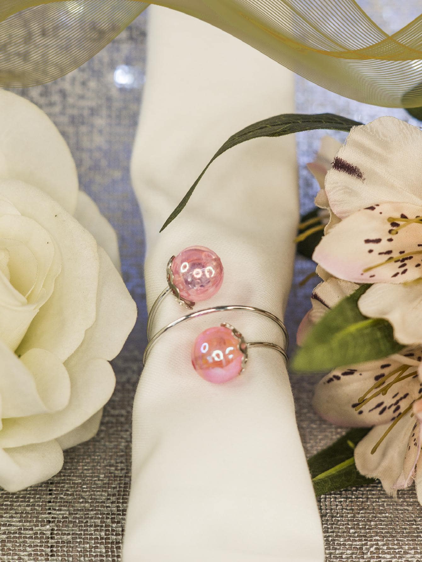 Napkin Rings - Hoa hồng rực rỡ với bạc - Xem 1