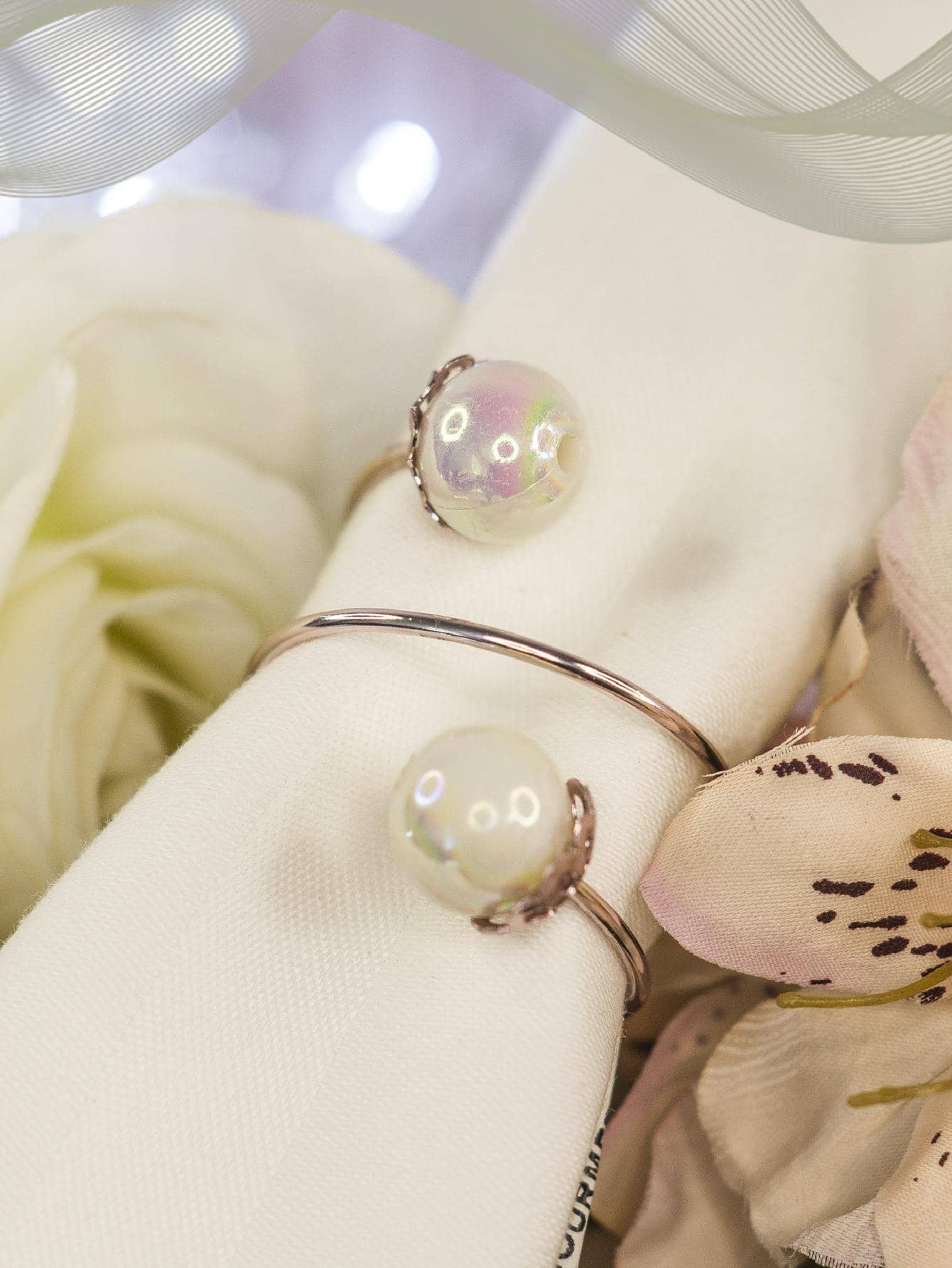 Napkin Rings - Hồng Với Ngọc Trai Trắng Flutacor - Xem 1
