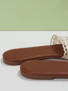 Women Woven Flower Decor Flip Flops, Fashion Resort Style, Suitable For Outdoor, Beach, Vacation