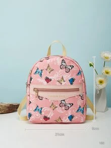 時尚女士蝴蝶圖案大學風背包 - 粉色 - 查看 5