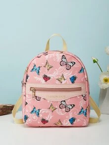 時尚女士蝴蝶圖案大學風背包 - 粉色 - 查看 1