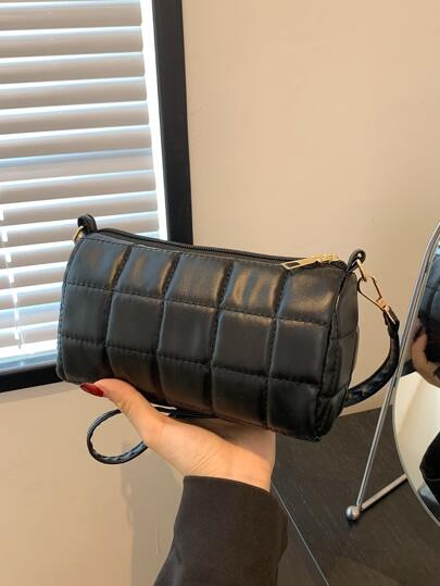 女性用pu皮革拼接斜挎包,適合存放手機和硬幣