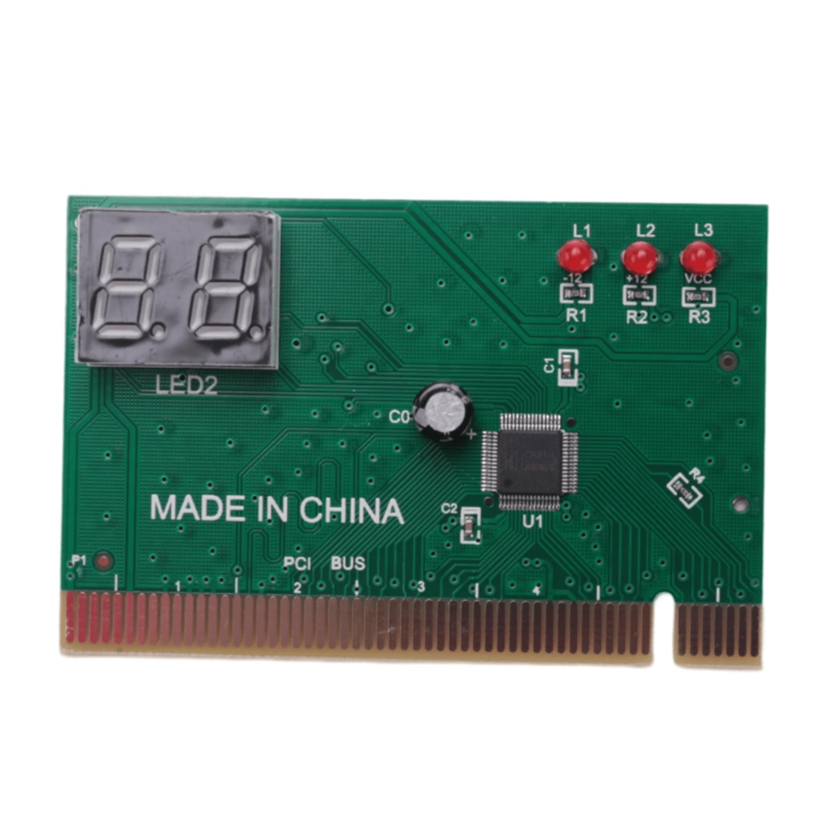 2 - Bit Pci Motherboard Fault Test Card Desktop Computer Detection Card Pci Motherboard Tester Diagnostic Display - Green - View 1