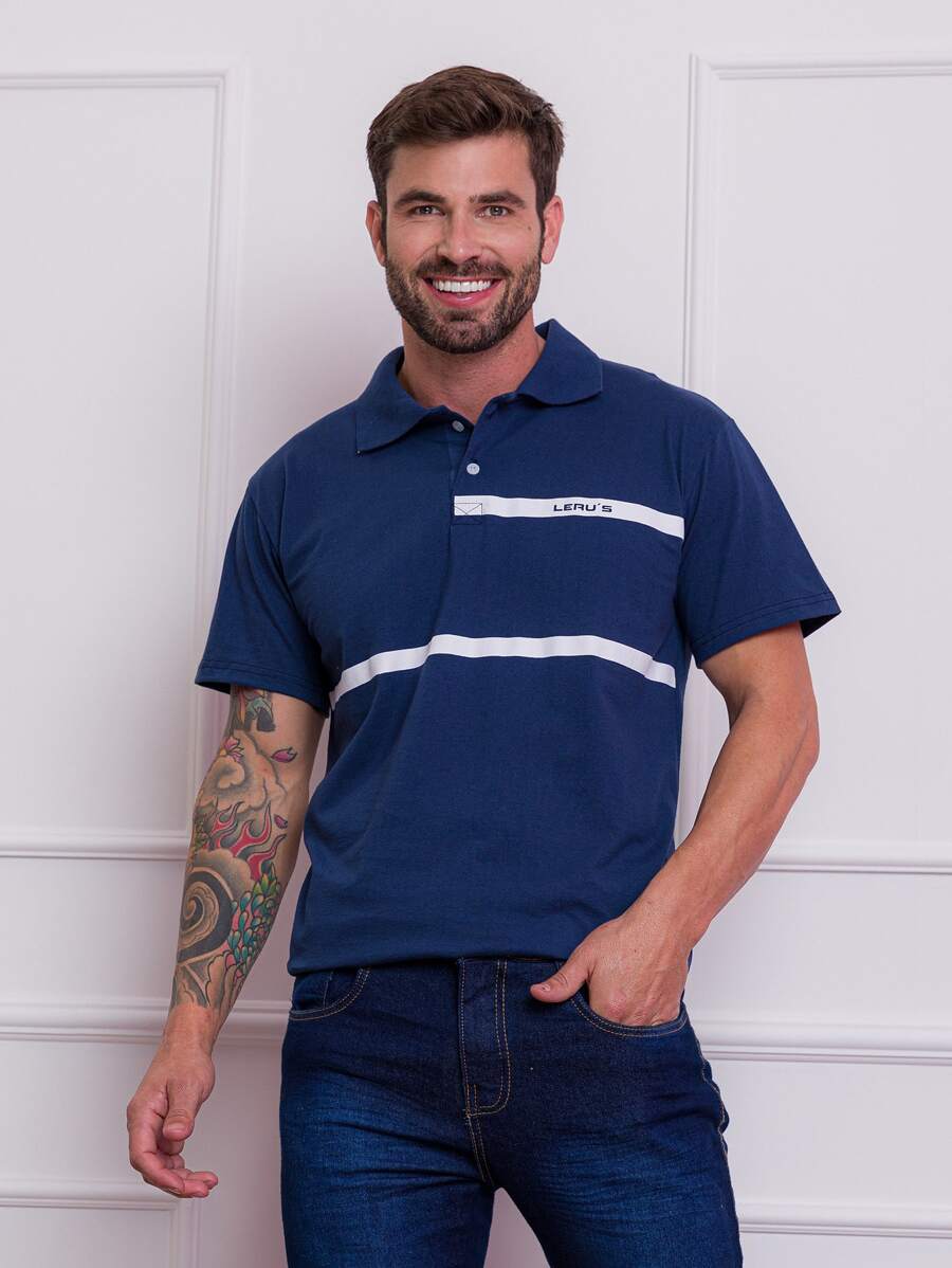 Men Polo Shirts - 藏蓝色 - 查看 1