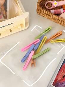 10 个 Ins 风格磨砂透明自粘塑料袋，配有彩色珠宝卡，用于存储和包装，圣诞节 - 無色 - 查看 6