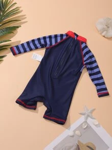 Baby Boys' Long Sleeve One-Piece Surfing Rashguard Swimsuit For Sun Protection