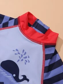 Baby Boys' Long Sleeve One-Piece Surfing Rashguard Swimsuit For Sun Protection
