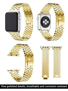 1 dây đeo đồng hồ thông minh bằng kim loại, tổ ong vàng tương thích với cả nam và nữ Apple Watch Band, tương thích với dây đeo Apple Watch 38mm 40mm 41mm 42mm 44mm 45mm 49mm, tương thích với Apple Smart Watch Series Ultra/SE/8/7/6/5/ 4/3/2/1 - Vàng - Xem 5