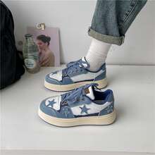 新風格星星圖案帆布鞋適合女士,時尚和休閒,運動設計藍色的顏色 - 藍色 - 查看 6