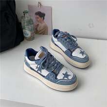 新風格星星圖案帆布鞋適合女士,時尚和休閒,運動設計藍色的顏色 - 藍色 - 查看 4