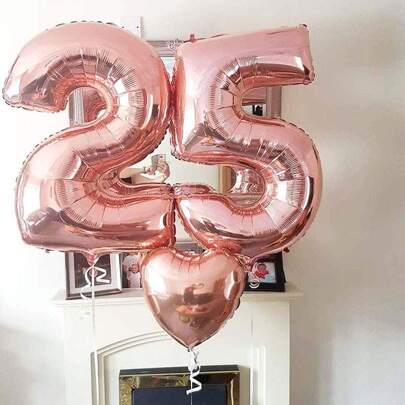 1 个 32 英寸玫瑰金数字气球，适用于生日、婚礼、周年纪念、节日装饰、派对、返校情人节
