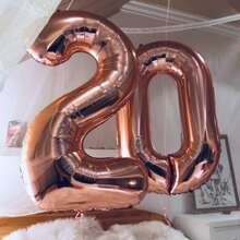 1 个 32 英寸玫瑰金数字气球，适用于生日、婚礼、周年纪念、节日装饰、派对、返校情人节 - 玫瑰金 - 查看 2