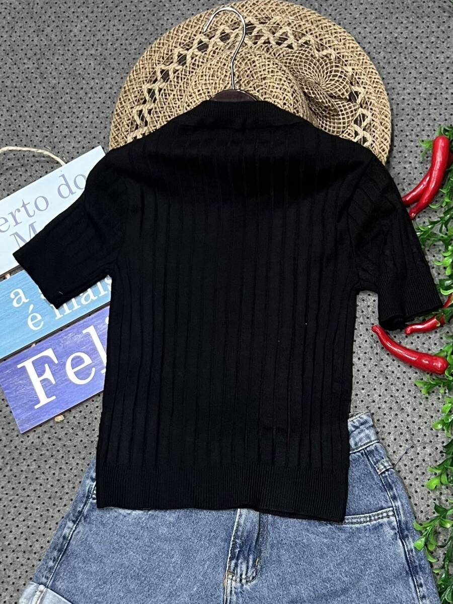 Women Knit Tops - 黑色 - 查看 1