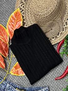 Women Knit Tops - 黑色 - 查看 3