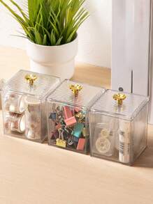 1 Hộp Sắp Xếp Trang Điểm Trong Suốt Có Ngăn Kéo Chống Bụi Để Bảo Quản Mỹ Phẩm Và Tủ Để Bàn - trắng - Xem 4