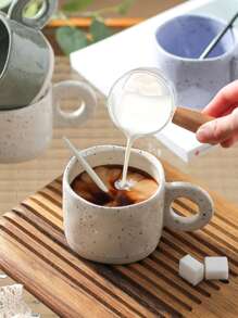 1 chiếc cốc cà phê bằng gốm có hình dạng bất đối xứng và họa tiết chấm mực trở lại trường học - Màu be - Xem 4