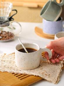 1 chiếc cốc cà phê bằng gốm có hình dạng bất đối xứng và họa tiết chấm mực trở lại trường học - Màu be - Xem 6