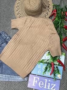 Women Knit Tops - 杏色 - 查看 2