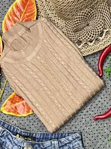 Women Knit Tops - 杏色 - 查看 3