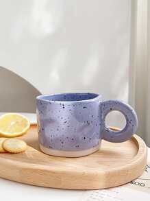 1pc Ceramic Mug With Asymmetric Shape & Ink Dot Design Back To School