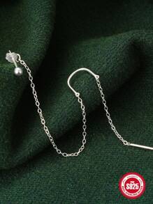 1 szt. Modny, prosty styl S925 Sterling Silver Vintage Łańcuszek z frędzlami i gwiazdkami Nakładka na uszy Na Damskie Dzienne zużycie Święto - Srebro - Zobacz 5