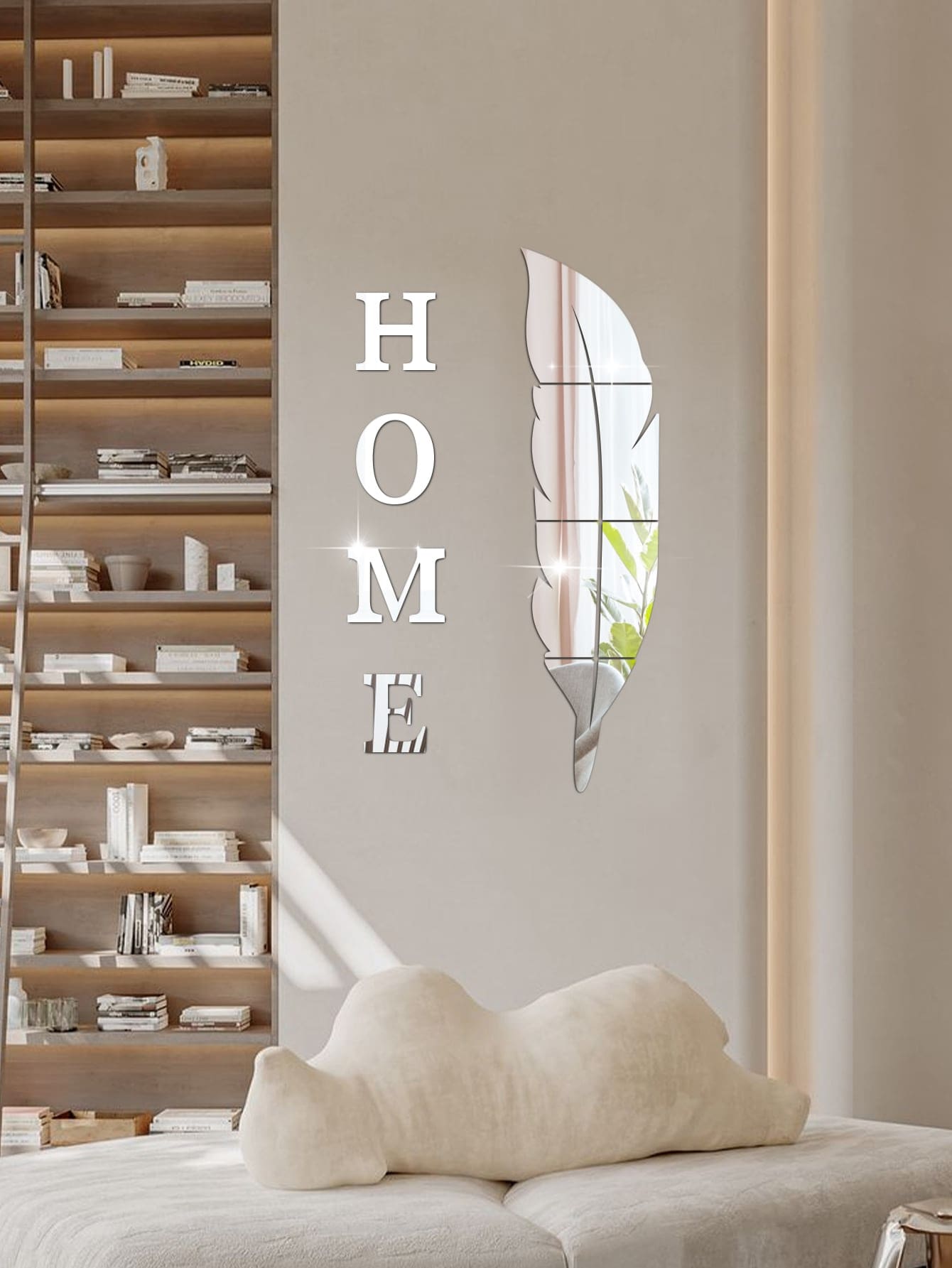 10 piezas de combinación de espejo de plata con plumas para el hogar, pegatina de espejo acrílico para pared, adecuada para sala de estar, dormitorio, cocina, baño, pegatinas, vinilo para decoración del hogar, artículos de decoración de primavera para refrescar tu hogar, pegatinas de decoración de ramas para decoración de pared, espejo para decoración de habitación, baño, sala de estar - Plateado - Ver 1