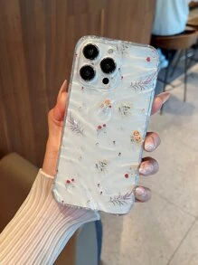 Floral Print Clear Phone Case - Multicolor - View 1