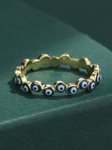 925純銀眼睛形狀圓環 - 黃色 - 查看 5