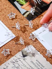 50入組透明星形別針,畫板用大頭針 - 無色 - 查看 2