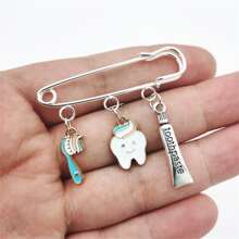 Fashion Toothpaste Toothbrush Enamel Tooth Pendant Brooch for Women Dentist Brooch Jewelry Gifts