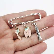 Fashion Toothpaste Toothbrush Enamel Tooth Pendant Brooch for Women Dentist Brooch Jewelry Gifts