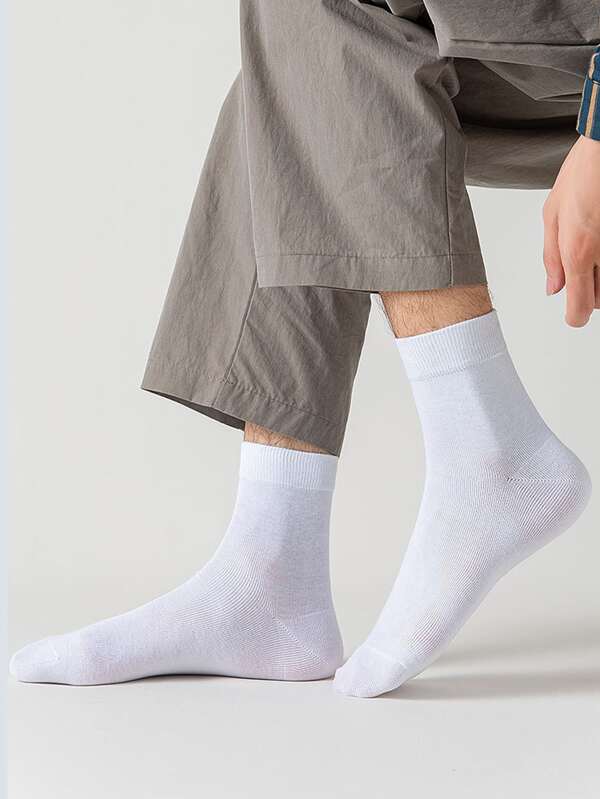 0724820 Men's White Midcalf Socks (2 Pairs) SHEIN USA