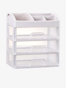 1PC Drawer-Style Transparent Desktop Storage Box, Multi-Layer PP Material Dust-Proof Organizer Rack For Cosmetics, Sundries, Nail Art Tools, Lipstick And Makeup Storage - White - View 8