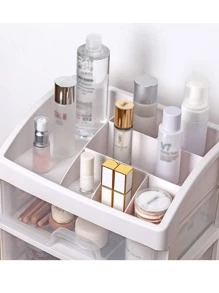 1PC Drawer-Style Transparent Desktop Storage Box, Multi-Layer PP Material Dust-Proof Organizer Rack For Cosmetics, Sundries, Nail Art Tools, Lipstick And Makeup Storage - White - View 6