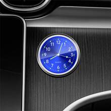1 reloj decorativo para coche, color azul real, brilla en la oscuridad, mini reloj analógico de cuarzo adhesivo para salpicadero de coche, exclusivo para coche de alta gama, accesorios para interior de automóvil