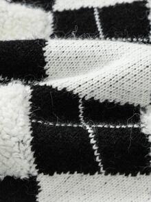 Balabala Áo len trễ vai kiểu Argyle của Tween Girl - Đen và trắng - Xem 8