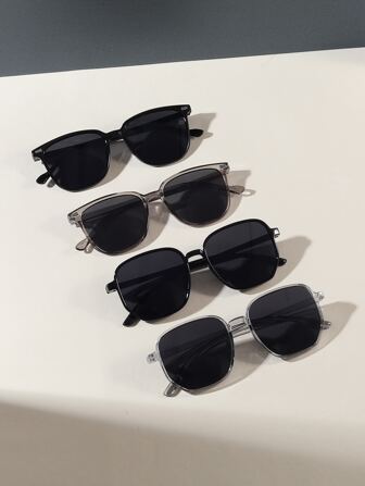 4 副男女通用方形电脑时尚眼镜，适合日常使用，遮阳海滩配饰，女士海滩配饰，适合夏季海滩度假、户外、旅行的遮阳眼镜