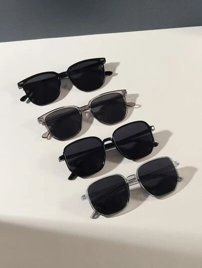 4 副男女通用方形电脑时尚眼镜，适合日常使用，遮阳海滩配饰，女士海滩配饰，适合夏季海滩度假、户外、旅行的遮阳眼镜