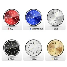 1 reloj decorativo para coche, color azul real, brilla en la oscuridad, mini reloj analógico de cuarzo adhesivo para salpicadero de coche, exclusivo para coche de alta gama, accesorios para interior de automóvil