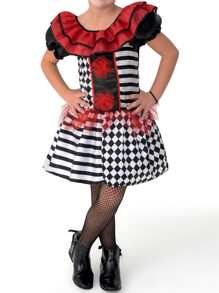 Disfraz Infantil De Payaso Pierrot Siniestro De Lujo Para Halloween Con Diadema De Lujo - Negro - Ver 3