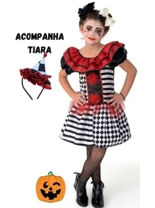 Disfraz Infantil De Payaso Pierrot Siniestro De Lujo Para Halloween Con Diadema De Lujo - Negro - Ver 2