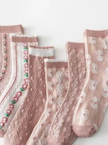 6 cái Dễ thương Giữa bắp chân Của phụ nữ Vớ , Thích hợp Đối với Tất cả các mùa - Nhiều màu - Xem 3