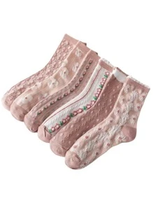 6 cái Dễ thương Giữa bắp chân Của phụ nữ Vớ , Thích hợp Đối với Tất cả các mùa - Nhiều màu - Xem 2