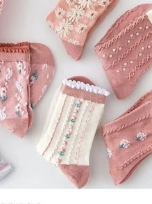 6 cái Dễ thương Giữa bắp chân Của phụ nữ Vớ , Thích hợp Đối với Tất cả các mùa - Nhiều màu - Xem 8