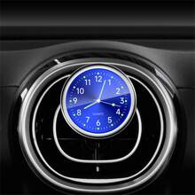 1 reloj decorativo para coche, color azul real, brilla en la oscuridad, mini reloj analógico de cuarzo adhesivo para salpicadero de coche, exclusivo para coche de alta gama, accesorios para interior de automóvil