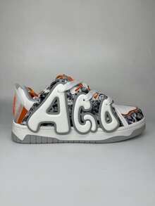 新品到貨罕見字母細節滑板運動鞋適合女士,情侶休閒運動鞋 - 淺灰色 - 查看 3