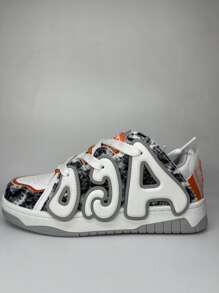 新品到貨罕見字母細節滑板運動鞋適合女士,情侶休閒運動鞋 - 淺灰色 - 查看 1