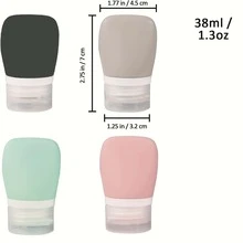 4 piezas de silicona de viaje aseo Botellas Set , compresible Contenedor para Gel de ducha , Champú , cosmético productos con embalaje - como se muestra en la imagen - Ver 3
