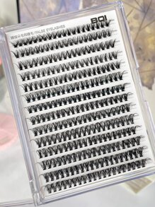 280 Individual Cluster 9-16mm False Eyelashes, Natural Looking & Lightweight, Easy To Apply For Daily Use, Makeup Accessories Lash Clusters, Eyelash Clusters, Individual Eyelashes, Lashes, Fake Lashes - Black - View 4